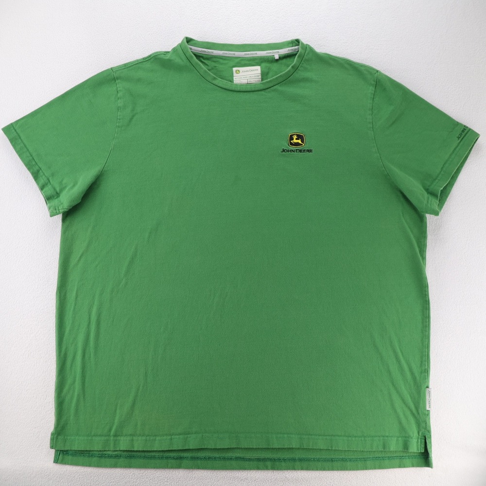John Deere Mens XXL Green Short Sleeve T-Shirt Embroidered Logo Farming Tractor